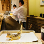 日本橋 蕎ノ字 - ◎鮎の天ぷらと黒ビールのマリアージュは最高！