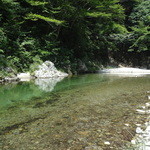 そば処　もくりん - 店近くの川遊びスポット。すごい透明度。