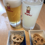 名古屋名物 みそかつ 矢場とん - 生ビール、レモンサワー、小鉢