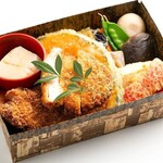 Seasonal Bento (boxed lunch) of Sangenton pork Pork Cutlet cooked at low temperature
