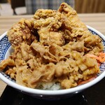 Yoshinoya - 牛皿・から揚げ定食777円 御飯大盛無料