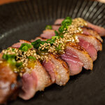 Charcoal-grilled duck marinated in homemade Sendai miso, yuzu pepper mustard