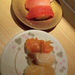 南房総 やまと寿司 - まぐろ3貫　活貝3貫