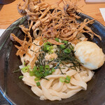 Udon Hidaka - 冷うどん1.5人前＋ごぼう天&玉子天トッピング