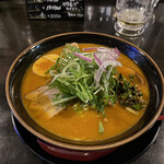 麺×BAR SAKEBU - 旨辛鶏白湯醤油ラーメン