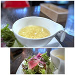 Naturevin - ＊玉子スープは優しい味わい。 ＊サラダは、ドレッシングの味わいが酸味が強くなく好み。