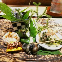 青蓮院門跡前 月おか - 八寸　笹ガレイ、タニシなど