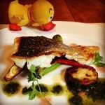 イオラシック - 2013/09/01
      スズキのポワレ バジルソース♪
      〜村長さん作