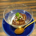 割烹 清風 - デザート：藤沢さんメロンのソルベチョコレートソース