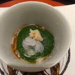 割烹 清風 - 口直し：米粉の蕎麦とモロヘイヤ