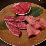 SATOブリアン - 但馬牛のタン、鹿児島産のカイノミ、但馬牛のハラミ