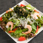 Delicious salted choregi salad with shrimp and whitebait