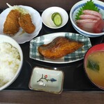 女良食堂 - お魚定食、半ライス