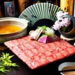 Beef tongue shabu shabu with Cow tongue hot water (1 serving)