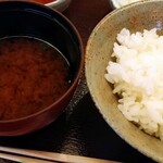 京都祇園 天ぷら八坂圓堂 - ごはん、お味噌汁（あさり）