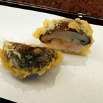 京都祇園 天ぷら八坂圓堂 - 椎茸の海老詰め