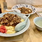 大鵬 - てりどんきんし、本場_牛肉麻婆豆腐(小)、スープ