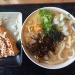 Toba saku - とろとろ玉子のあんかけうどん中(500円)+アジフライ(150円)