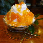 いちょうの木 - 杏丸ごとと黒蜜の組み合わせかき氷