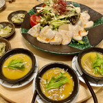 中華×居酒屋 はじめ - 前菜、ザーサイ&茶碗蒸し＆棒棒鶏サラダ
