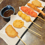 Tsubohachi - 串揚げ〜れんこん・豚肉・えび・うずら・染み大根・紅生姜