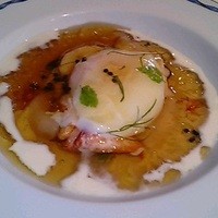 レストラン・ランス・ヤナギダテ - 温泉卵雲丹キャビア帆立オマールコンソメ
