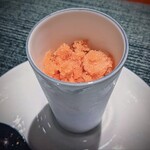 蒼 - 初物の「早生大石プラムのグラニテ」。シェフが一番得意と仰っていた。私も大石早生と、ソルダムのグラニテが一番好きかも・・・。お肉に気がいってしまって、お写真がうまく撮れていません(・・;)