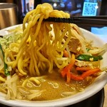 蔵出し醸造味噌ラーメン えんまる - 麺アップ