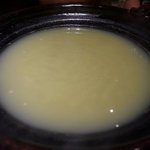 焼鳥・元気 - 緑のスープで鱧鍋です