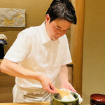 米増 - ◎鱧ご飯の完成。鱧出汁の鱧茶漬けは格別な美味さ！