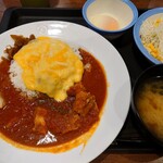 Matsuya - 【期間限定】チキチートマトカレー生野菜半熟卵セット