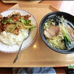 Mampuku Chuu Kashokudou - 塩ラーメン＋回鍋肉セット