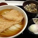 極浄うどん うだま - 2013.4きつねひやかけに昆布と温玉をトッピング