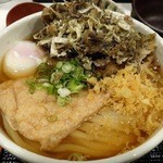 極浄うどん うだま - 2013.4きつねひやかけに昆布と温玉をトッピング