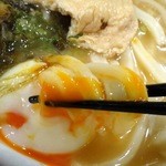 極浄うどん うだま - 2013.4きつねひやかけに昆布と温玉をトッピング