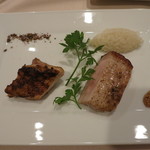 モン・フレーブ - もりおか林檎ポークソテーといわい鶏のグリル　ひとめぼれリゾット