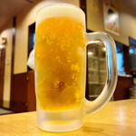満福 - キンキンに冷えた生ビールで先ずは喉を潤わせて…(o^^o)