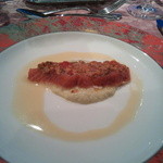 日和庵 - ②第２アントレ（前菜） 【樺太マスの低温調理 きのことトマトのディクセルを乗せて】