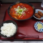 福士豆腐食堂 - 麻婆おぼろラーメン 10辛 Aセット