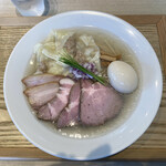 宍道湖しじみ中華蕎麦 琥珀 - 特製中華蕎麦〈塩〉¥1,400＋麺大盛¥150＋ワンタン4個¥200