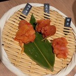 九州 熱中屋 - お通しの明太子３種