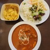 Maharajasupaisu - ビーフマッシュルーム(50辛)と、サフランライス&オリジナルカレー、サラダ