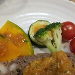 キッチン ブルー グローブ - 備え付けの野菜、カボチャが気持ち分厚い