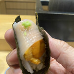 鮨旬美西川 - イカウニ手巻き