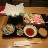しゃぶしゃぶ 紺  東町本店 - しゃぶしゃぶ紙小鍋御膳　あぐー豚　部位三種盛【120ｇ】￥2,860