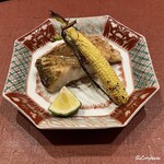 御料理 寺沢 - のどぐろに幼雌穂の炭火焼