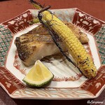 御料理 寺沢 - のどぐろに幼雌穂の炭火焼