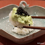 御料理 寺沢 - 秘伝枝豆のずんだとキャビアの飯蒸し