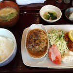 旬菜織部 - 2013.4カキフライと牛肉玉子とじ定食