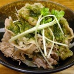 旬味ひげ - 2013.4霜降り牛しゃぶのツルムラサキソースがけ